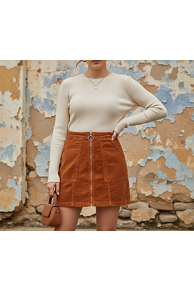 Sukně Hnědá FB SISTER Second Hand Vel. XS