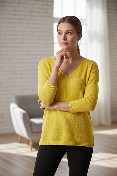  Halenka Pletená Žlutá Vel. S