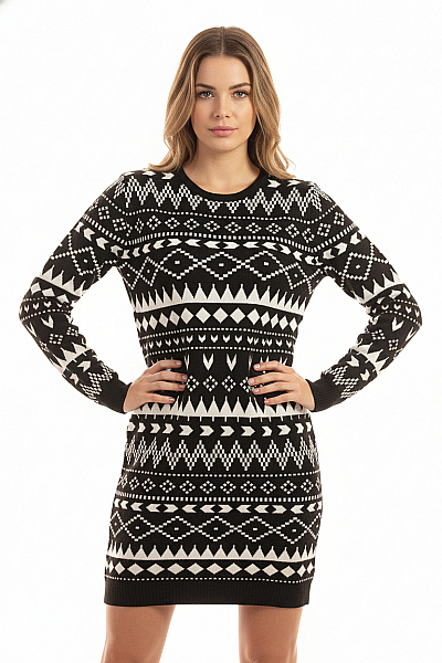  Šaty Pletené Černobílé