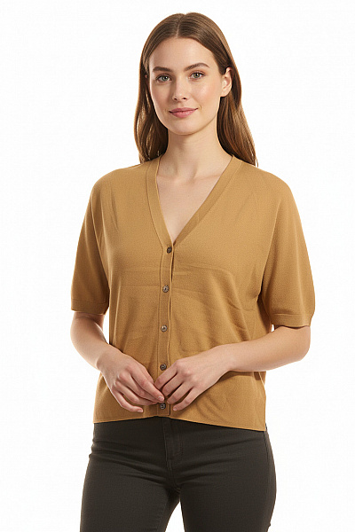 Kratká Dámská Vesta Hnědá Vel. 38