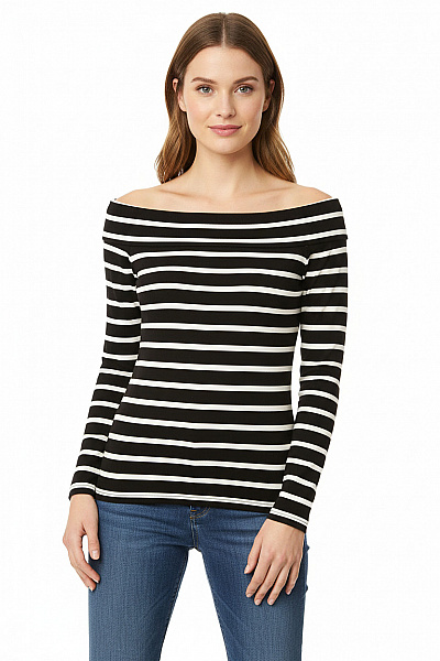 Amisu Dámské Tričko Černobílé Second Hand Vel. L