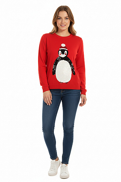 Dámský Svetr Červený ONLY Second Hand Vel. L