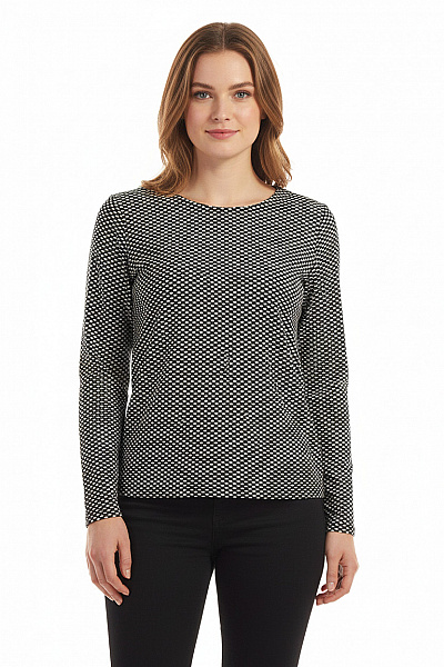 Vzorovaná  Halenka Černobílá Gina Second Hand Vel. 44