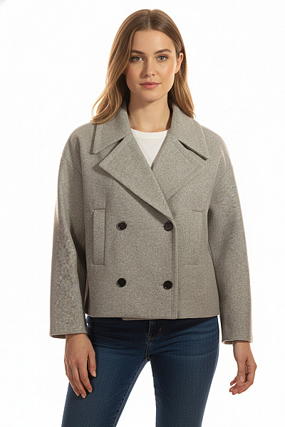 Krátký Dámský Kabát Šedý Primark Second Hand Vel. L