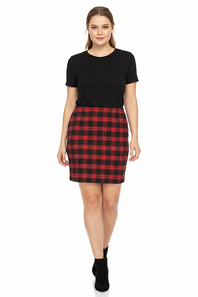 Kostkovaná  Sukně Červená Second Hand