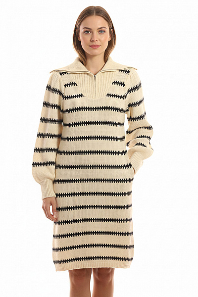  Šaty Pletené Béžové PIECES Vel. M