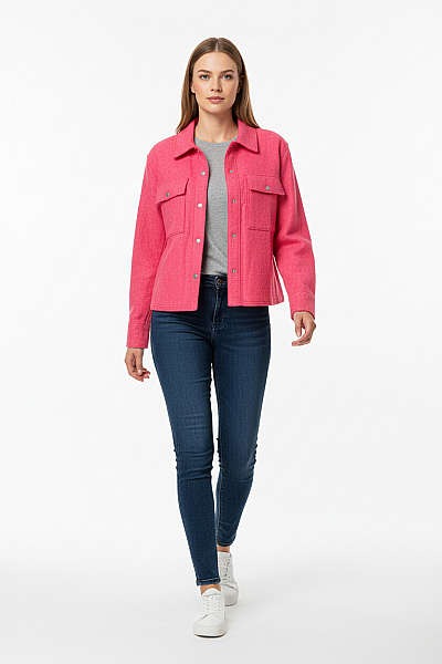 Krátký Dámský Kabát Růžový Vel. 36