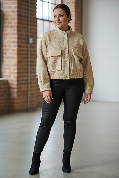 Krátký Dámský Kabát Béžový My Haily S Second Hand Vel. XL