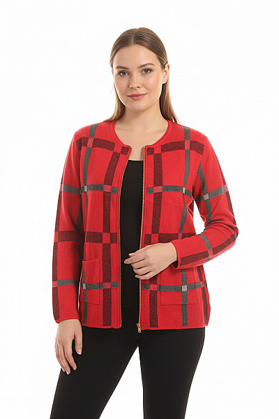 Dámský Cardigan Lněný Červený Vel. L/XL