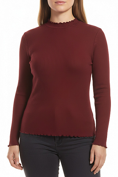 ONLY Jednoduché Dámské Tričko Vínová Vel. XL