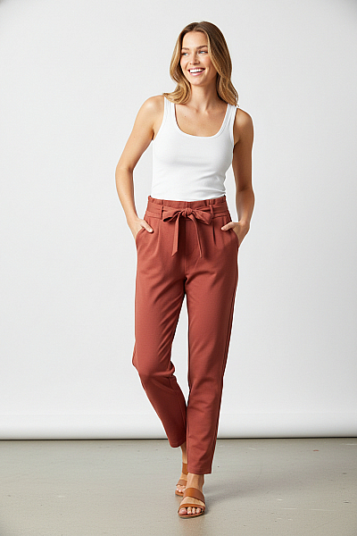 VERO MODA Dámské Chino Kalhoty Hnědé Vel. S