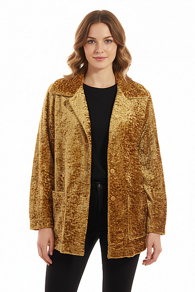 Krátký Dámský Kabát Zlatý Vel. 38