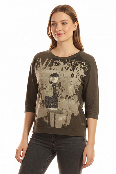 Vzorovaná  Halenka Khaká TUZZI Second Hand Vel. 44