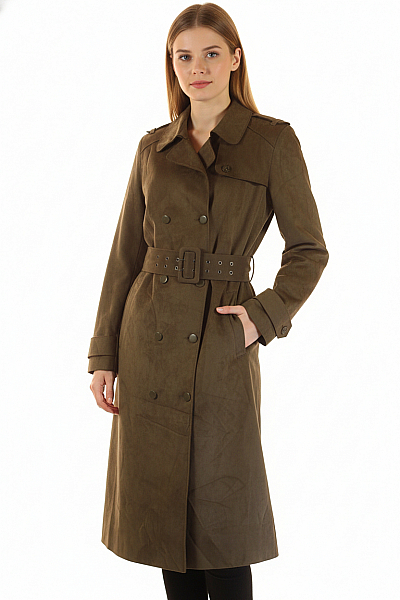 Dámský Dlouhý Kabát Zelený ZARA Second Hand Vel. S