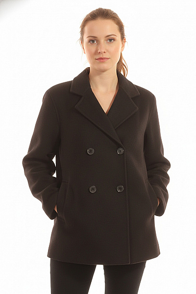 Dámský Kabát Vlněný Černý Second Hand Vel. M