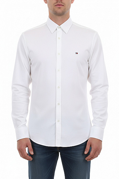 TOMMY HILFIGER Pánská Bílá Košile S Dlouhým Rukávem Slim Fit Elegantní Velikost 39