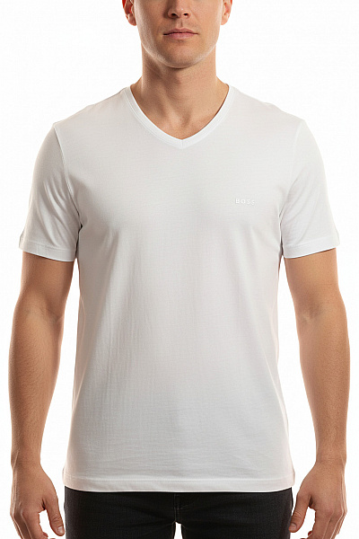 Hugo Boss Jednoduché Pánské Tričko S Krátkým Rukávem Bavlněné Bílé
