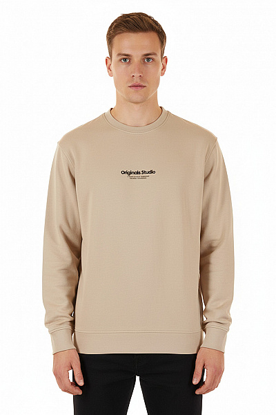 JACK & JONES Pánská Mikina Bez Zapínání Béžová Vel. L