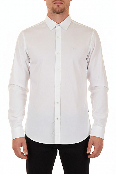 Hugo Boss Pánská Bílá Lyocellová Košile S Dlouhým Rukávem Slim Fit Ležérní Business Velikost M