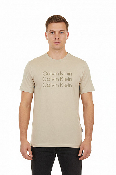 Pánské Tričko S Potiskem Béžové Calvin Klein Vel. M