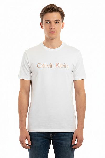 Calvin Klein Jednoduché Pánské Tričko Béžové Vel. S