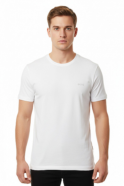 Hugo Boss Jednoduché Pánské Tričko S Krátkým Rukávem Bavlněné Bílé