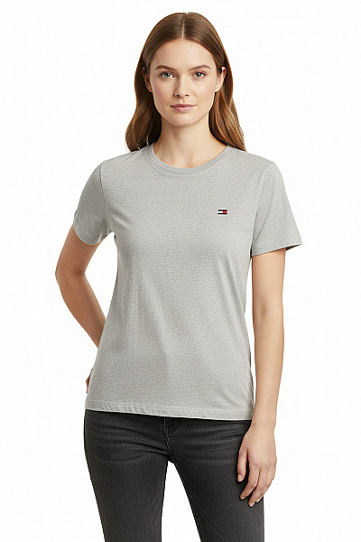 Jednoduché Dámské Tričko Šedé TOMMY HILFIGER Vel. S