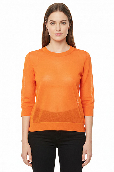  Halenka Pletená Vlněná Oranžová Vel. S