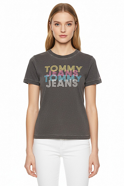 TOMMY HILFIGER Dámské Tričko S Potiskem Šedé Vel. S