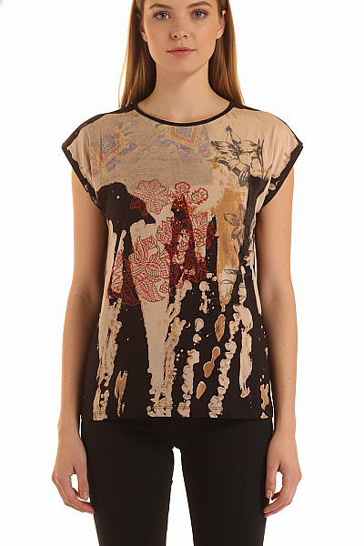 Dámské Tričko Barevné DESIGUAL Vel. L