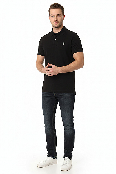 U.S.POLO ASSN. Pánské Tričko S Límečkem Černé Vel. L
