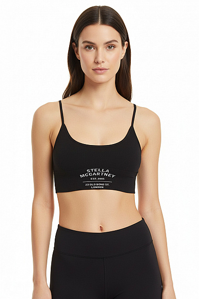 Stella McCartney černá Bavlněná Sportovní Podprsenka S Potiskem Velikost S