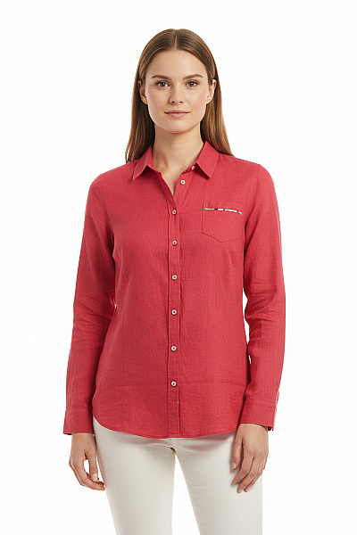 Dámská Košile Lněná Červená Vel. XL