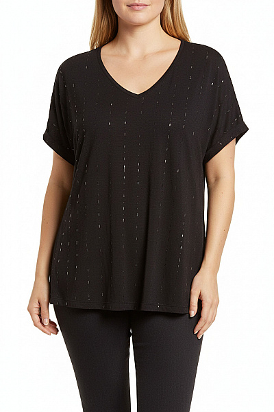 Dámské Tričko S Potiskem Černé SAMOON Second Hand Vel. 56