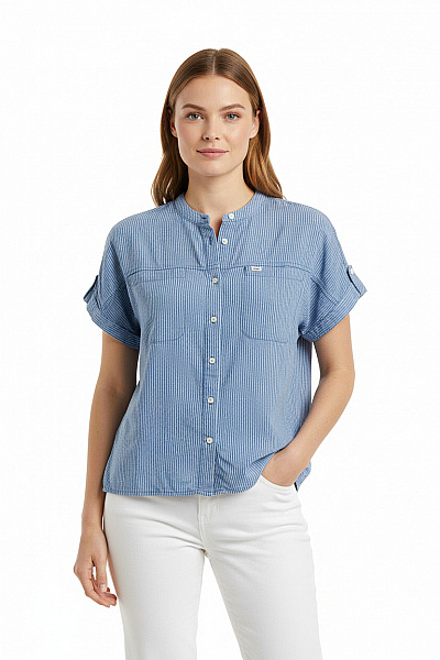 Lee  Vzorovaná Dámská Košile Modrá Second Hand Vel. S