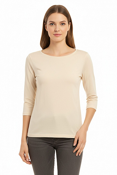Jednoduché Dámské Tričko Béžové
