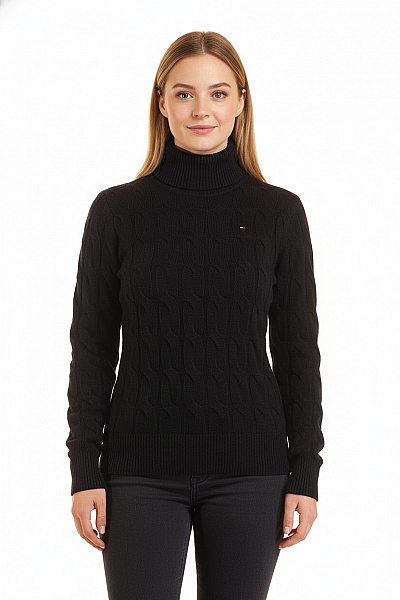 TOMMY HILFIGER Dámský Rolák Vlněný Černý Second Hand Vel. L