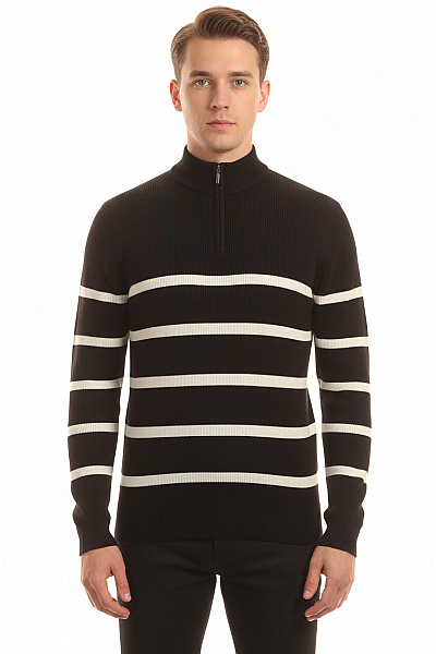 BRAVE SOUL Pánský Svetr Černobílý Vel. M