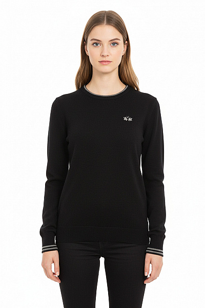 Dámský Pulovr Vlněný Černý La Martina Second Hand Vel. S