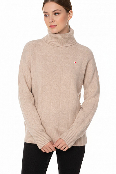 Dívčí Svetr Vlněný Béžový TOMMY HILFIGER Vel. S