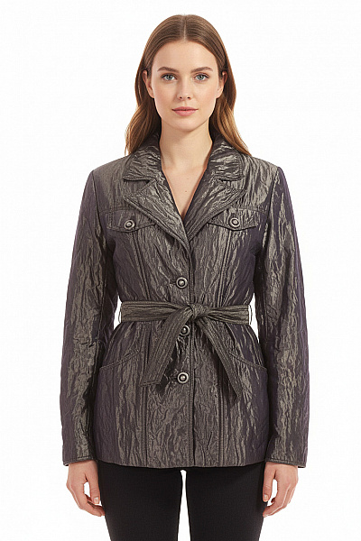 Krátký Dámský Kabát Šedý Second Hand Vel. M