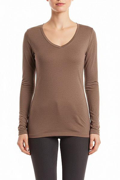 Jednoduché Dámské Tričko Hnědé Vel. S