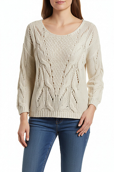 F&F Dámský Pulovr Béžový Vel. 46