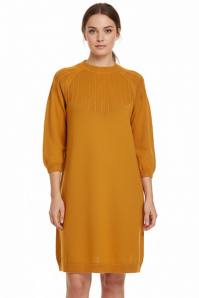  Šaty Pletené Žluté RAINBOW Second Hand Vel. 44/46