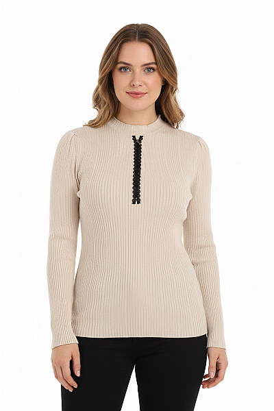 Amisu Dámské Rolák Béžový Second Hand Vel.  XL