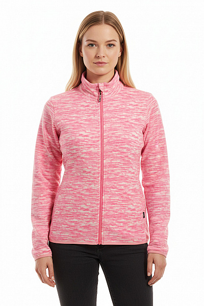 Dámská Polyesterová Mikina Růžová Melír Sportovní Na Zip Vel. M