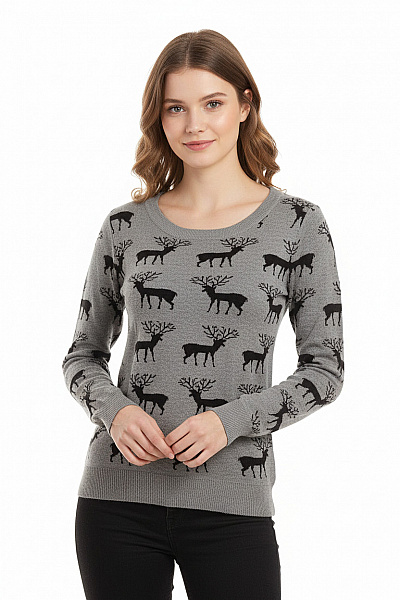 GATE Dámský Svetr Vánoční Šedý Vel. 38