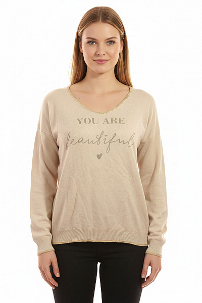  Halenka Pletená Béžová Vel. M