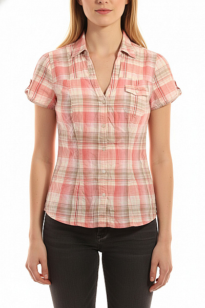 CHEROKEE Kostkovaná Dámská Košile Růžová Vel. 40