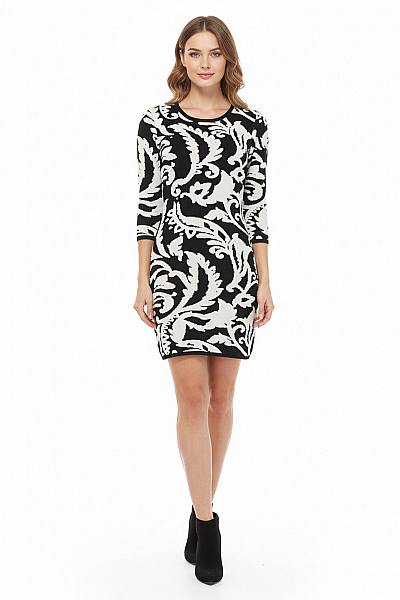  Šaty Pletené Černobílé Amisu Vel. 36